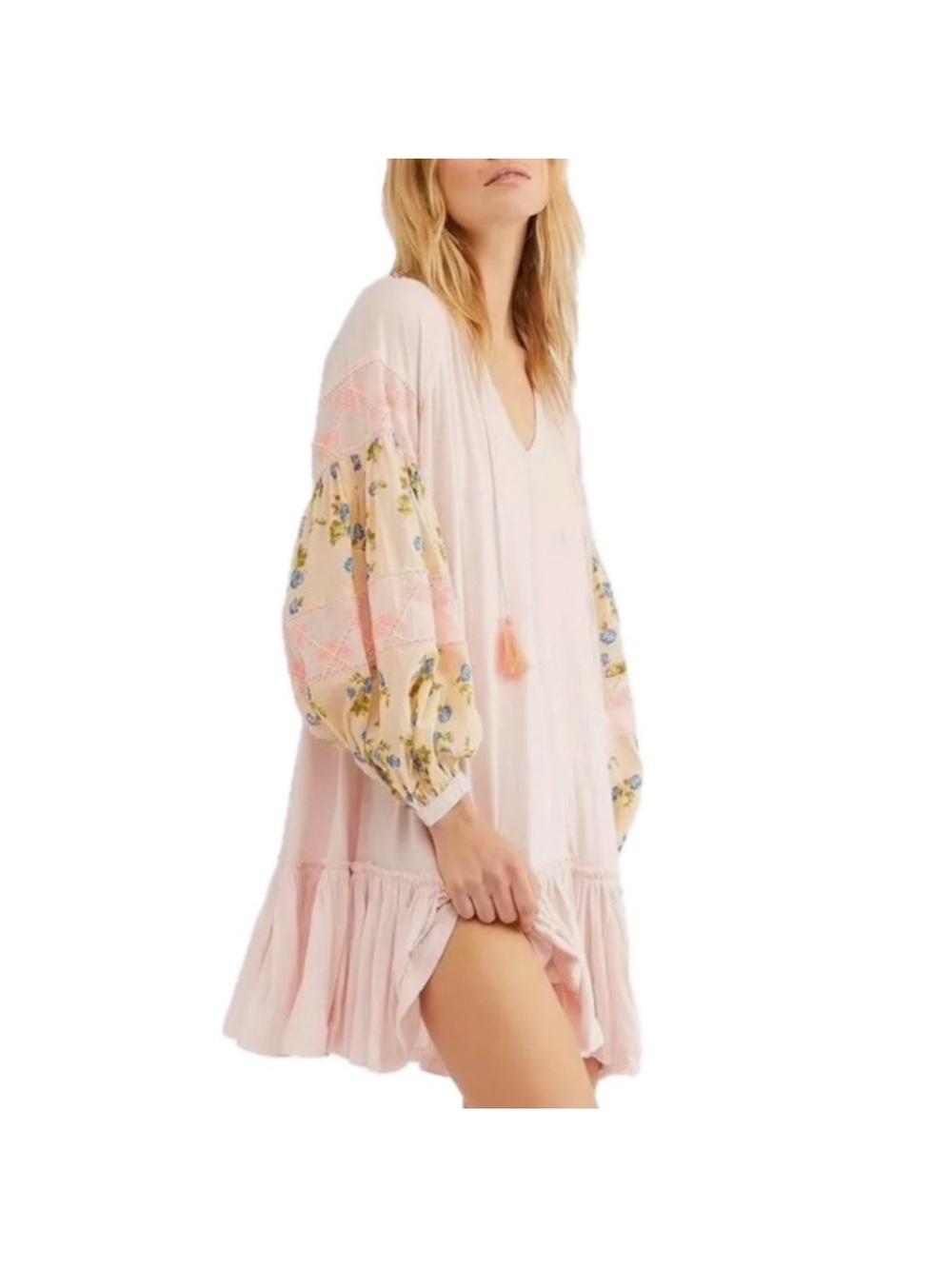 Free People Mix It Up Boho Tunic Top in pink